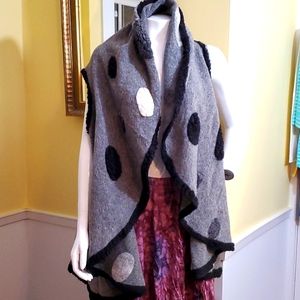 Zedd Plus sweater vest shawl wrap wool blend gray